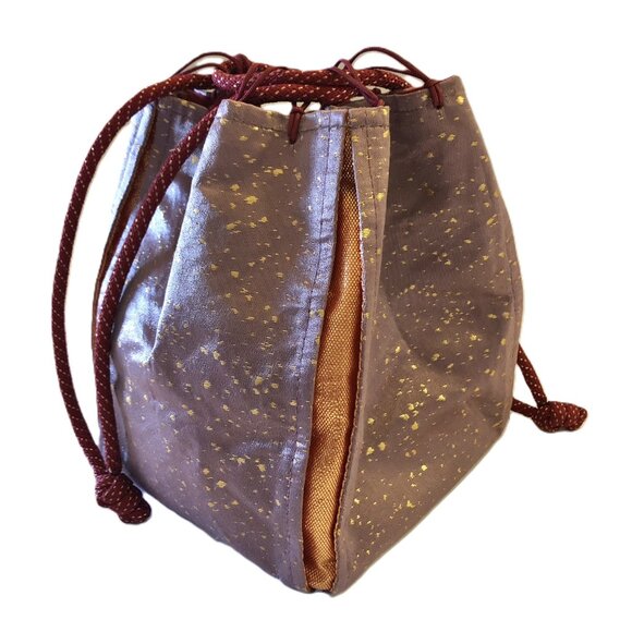 Japanese Drawstring Pouch Bag Yukata Accessory Purple Orange Gold Red String - Picture 3 of 13